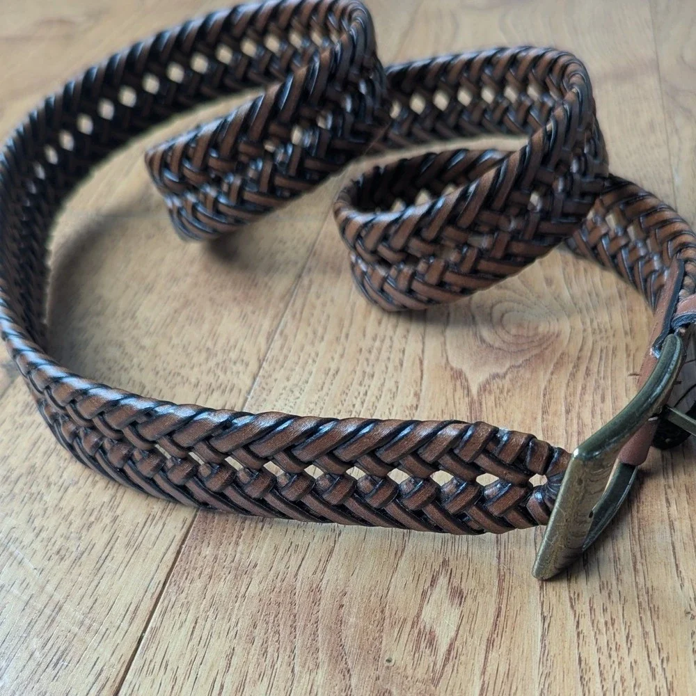 Dockers Belt Brown Braided Woven Mens Sz 40 Old Money Preppy Dark Academia EUC